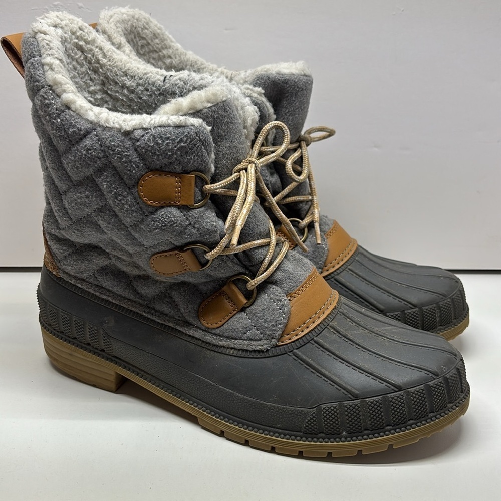 Time and Tru Women’s Gray Snow / Duck Boots Size 9 Grey Lace-Up - Picture 2 of 9